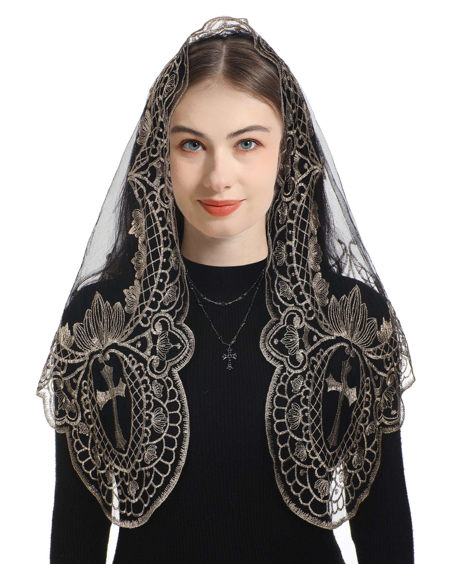 Bozidol Triangular Cross Holy Grail Veil- Triangular Cross Chalice Catholic Church Wedding Holy Veil