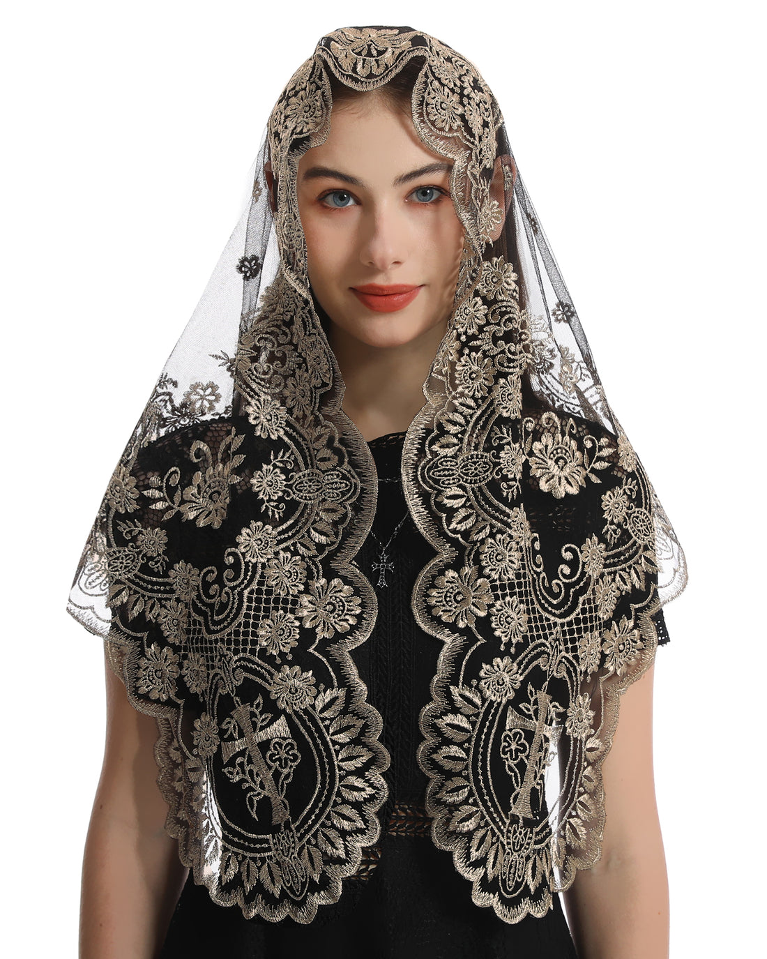 Bozidol Church Triangular Head covering - Cross Chalice Embroidered Vi