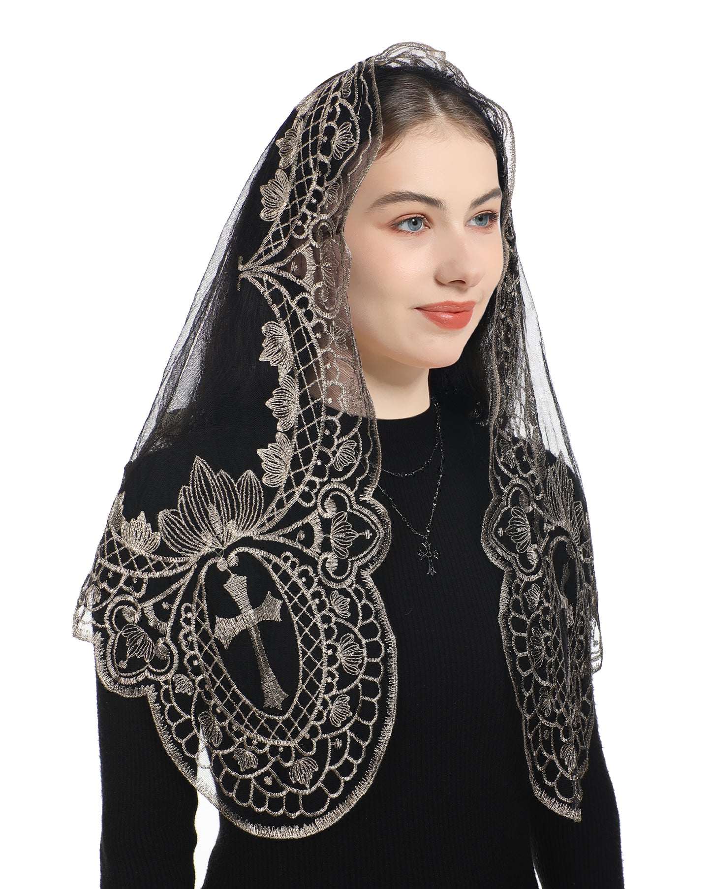 Bozidol Triangular Cross Holy Grail Veil- Triangular Cross Chalice Catholic Church Wedding Holy Veil