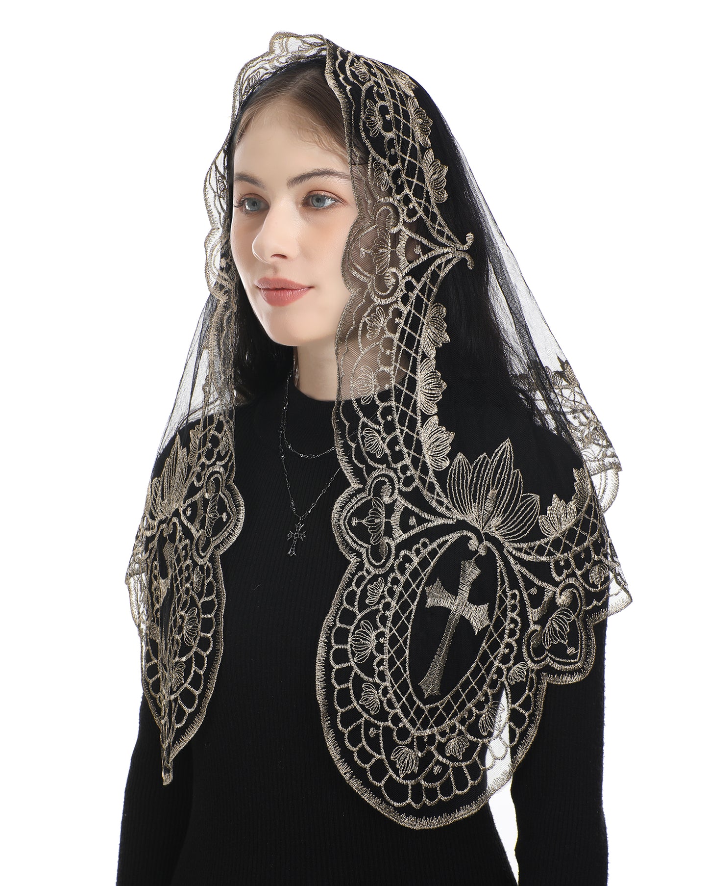 Bozidol Triangular Cross Holy Grail Veil- Triangular Cross Chalice Catholic Church Wedding Holy Veil