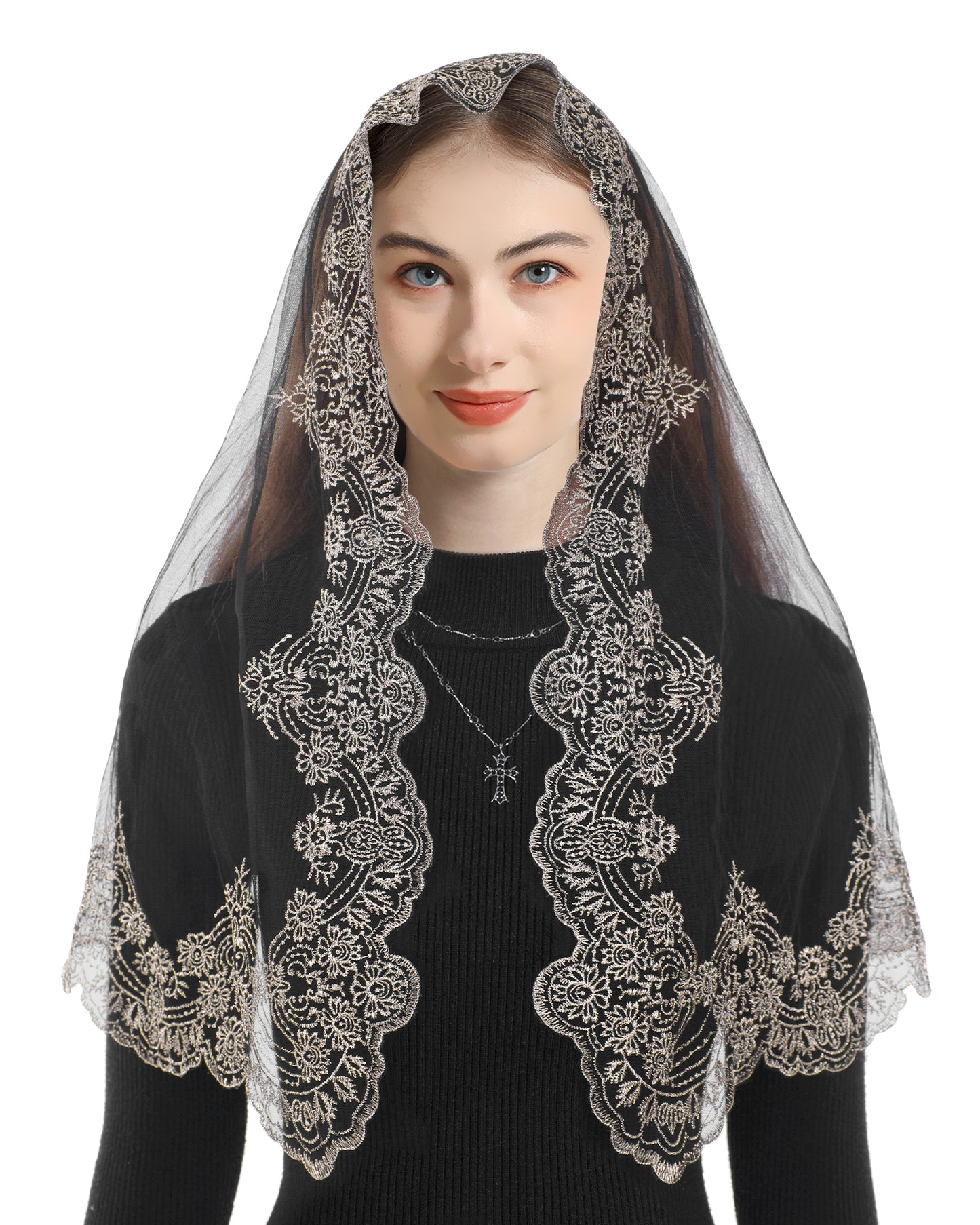 Bozidol Madonna Prayer Lace Veil - Catholic Guadalupe Madonna Prayer Lady Lace Headband Veil