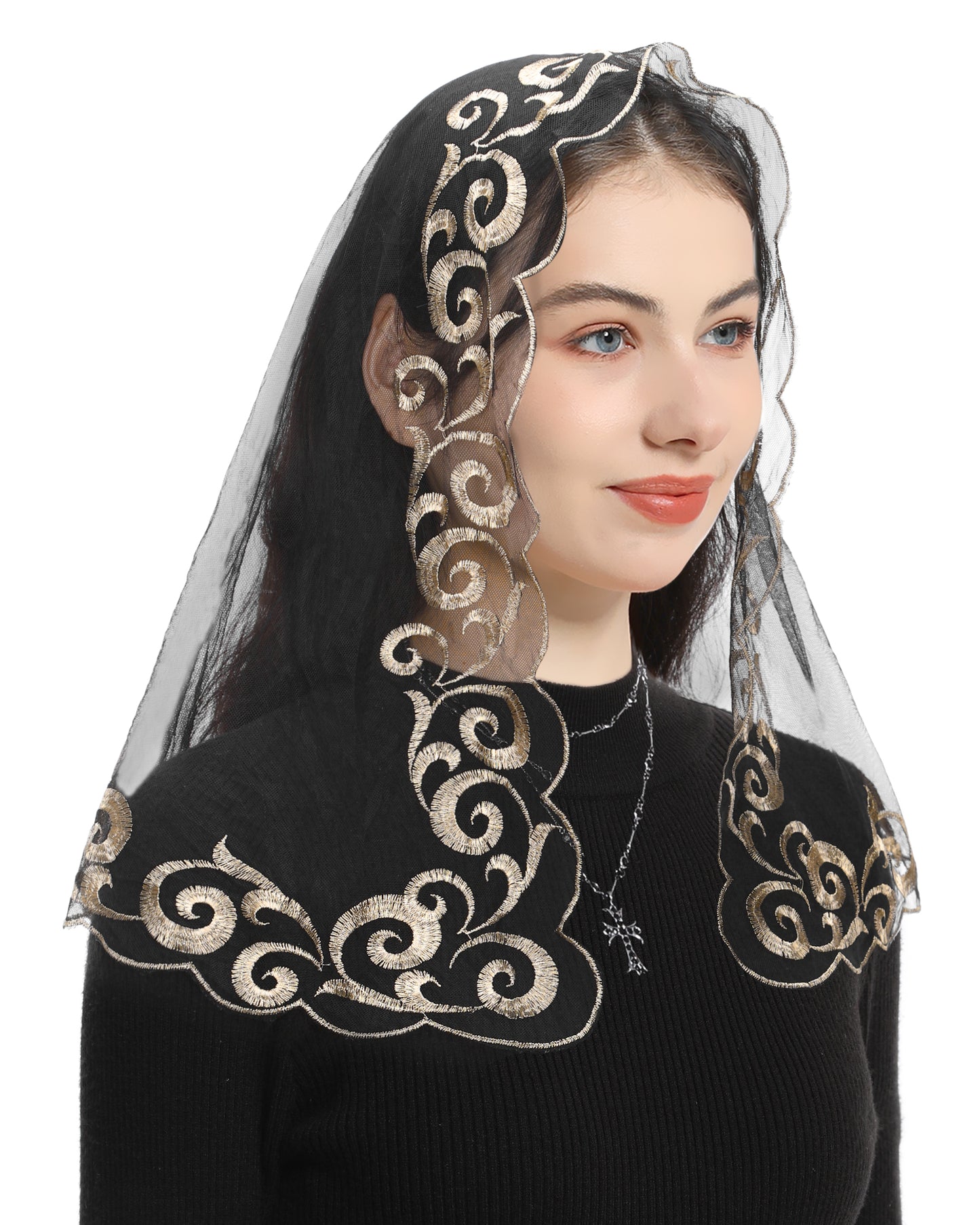 Bozidol D-Shape Holy Spirit Lady Veil- D-shaped embroidered Holy Spirit Holy Water Noble Ladies Veil