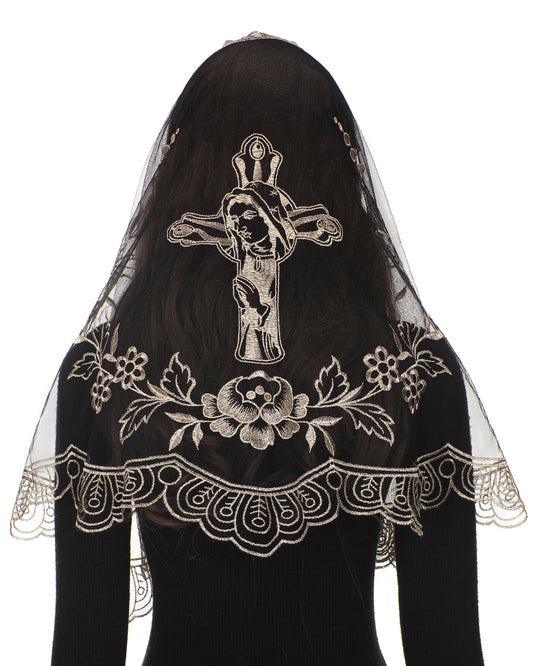 Bozidol Madonna of the Cross Lady's Veil - Catholic Church Wedding Cross Virgin Lady Veil