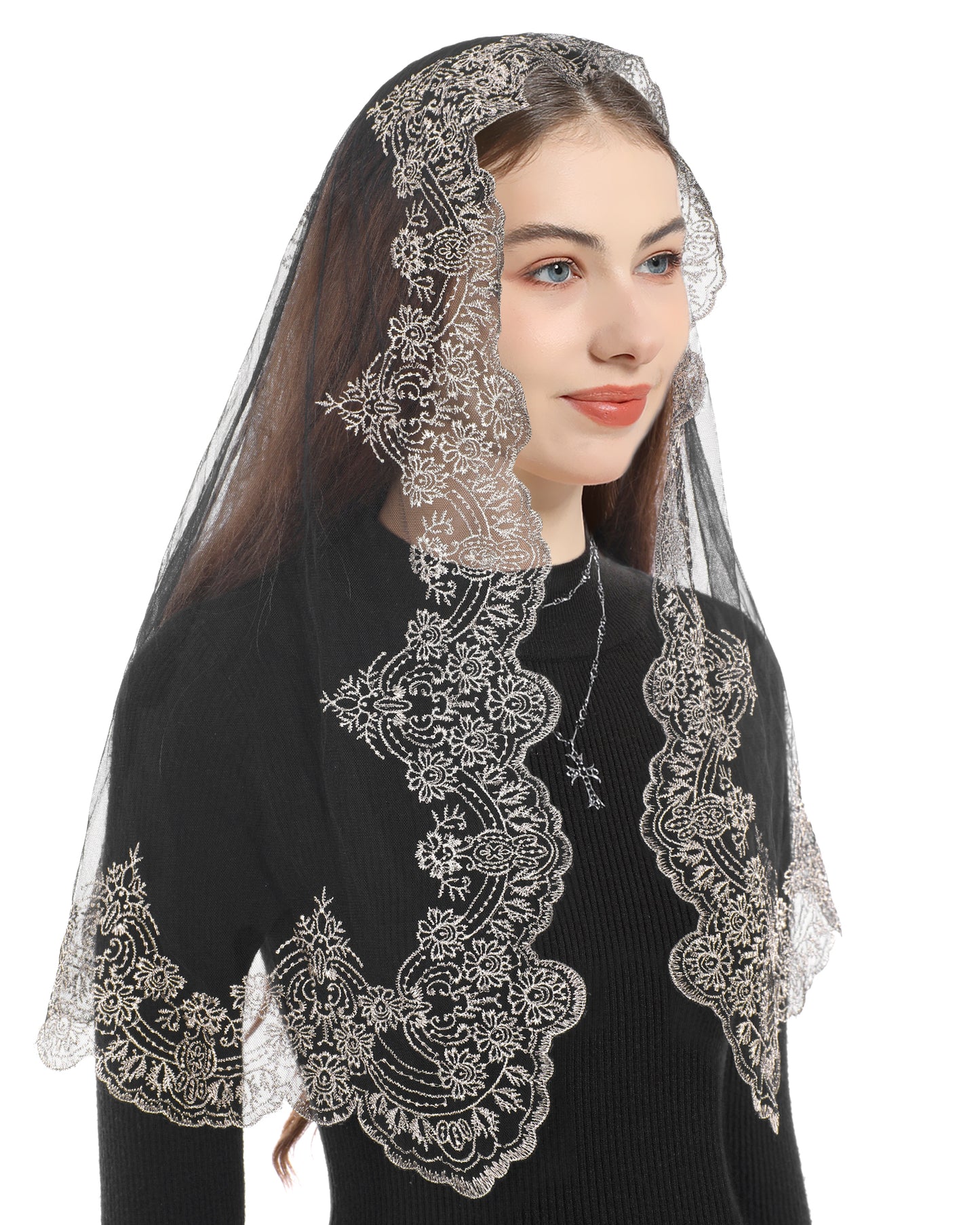 Bozidol Madonna Prayer Lace Veil - Catholic Guadalupe Madonna Prayer Lady Lace Headband Veil