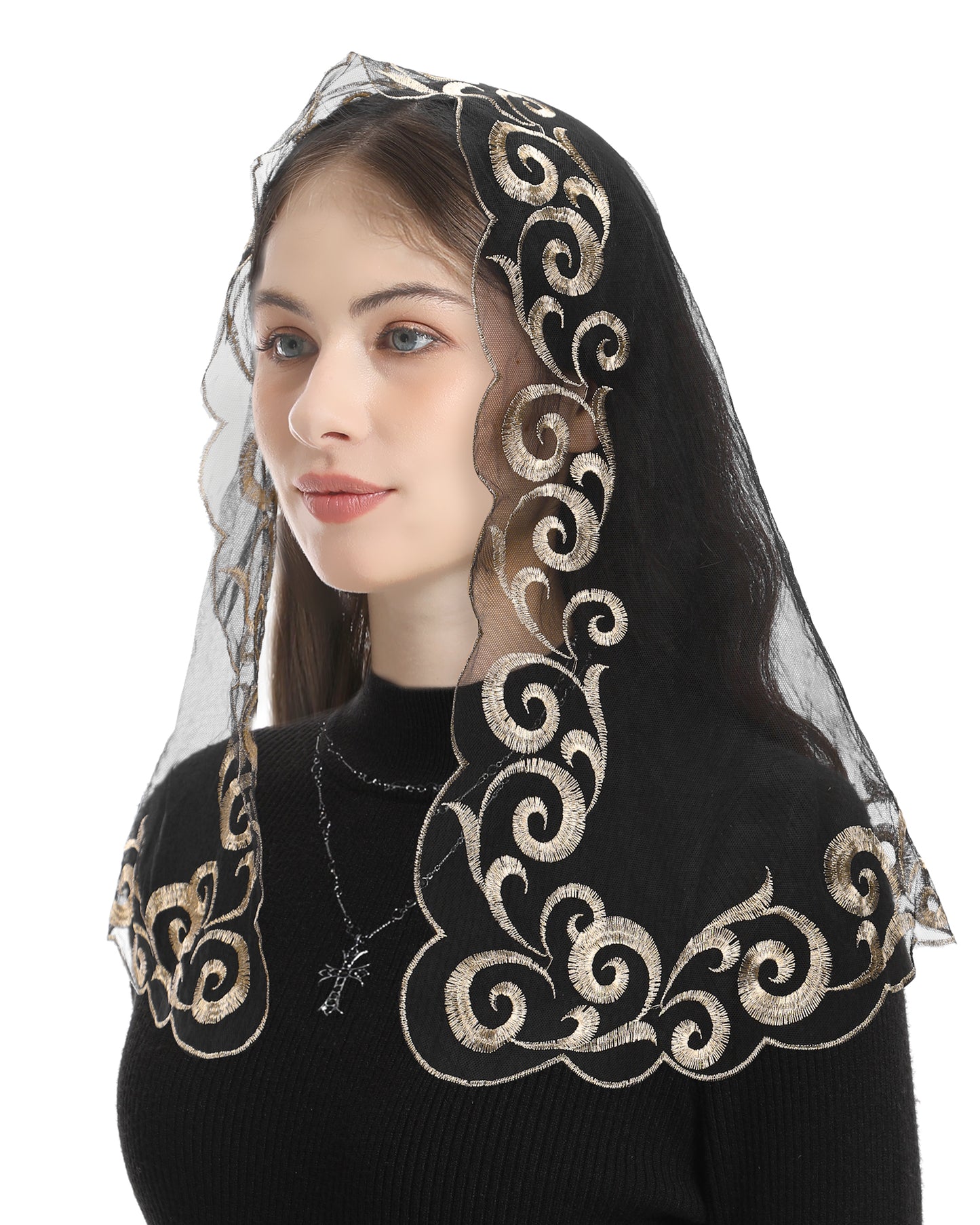 Bozidol D-Shape Holy Spirit Lady Veil- D-shaped embroidered Holy Spirit Holy Water Noble Ladies Veil