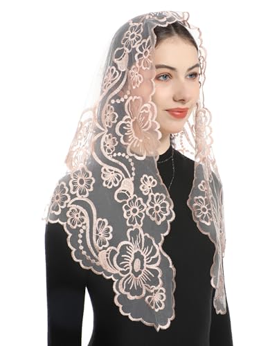 Bozidol Triangle Church Head Covering  Madonna Camellia Embroidered Veil Chapel Veil for women