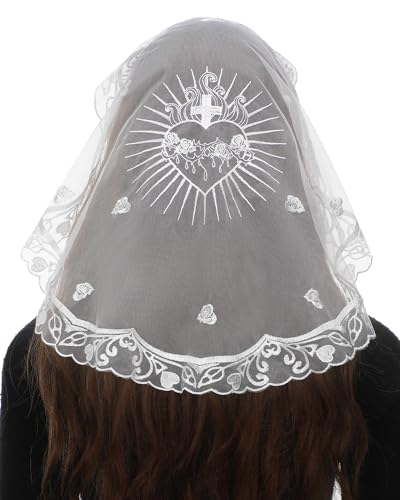 Bozidol Catholic Veils for Women Mass  Sacred Heart  Rose Church Veils Chapel Short Head Veils Velos Para ir a la iglesia