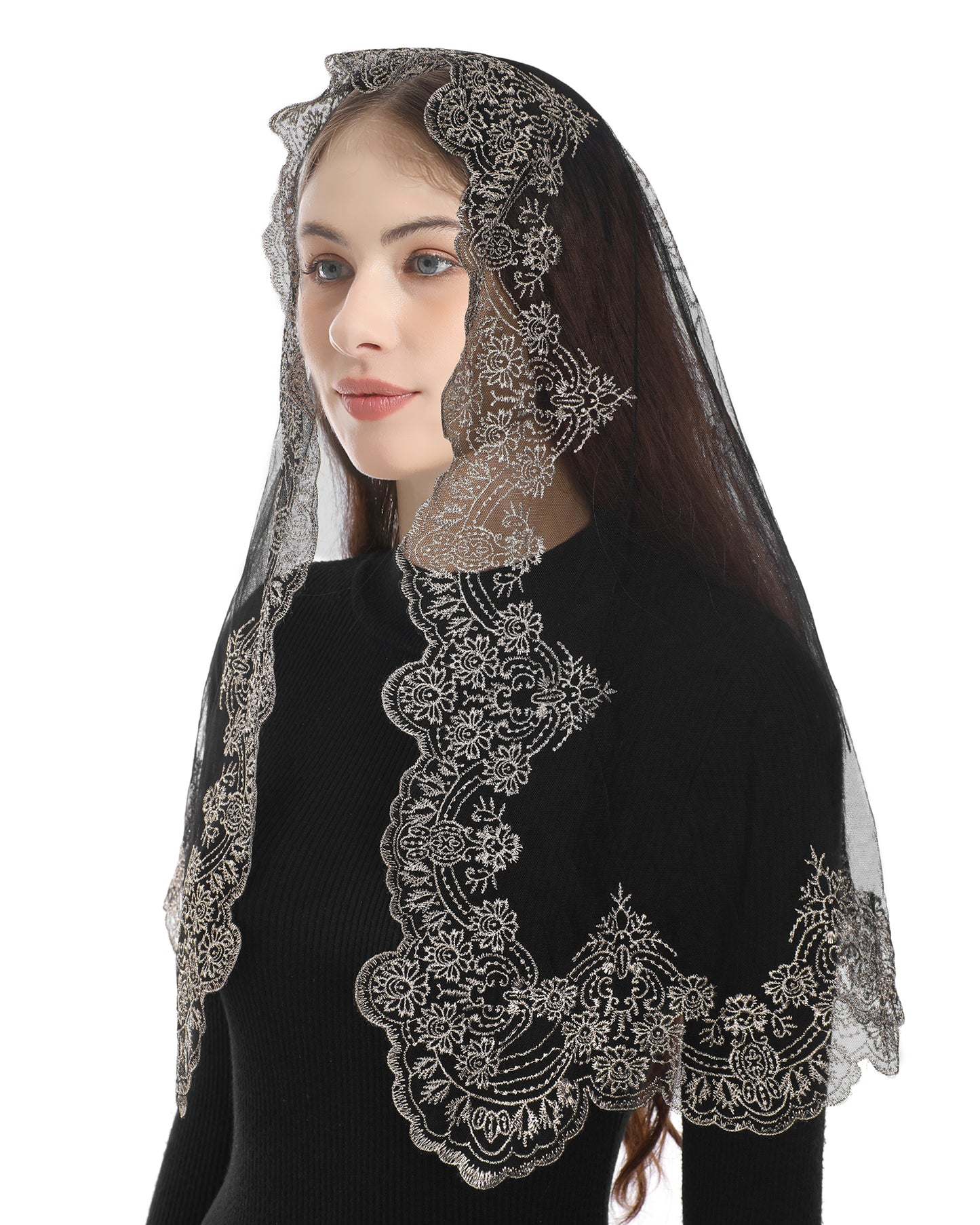 Bozidol Madonna Prayer Lace Veil - Catholic Guadalupe Madonna Prayer Lady Lace Headband Veil