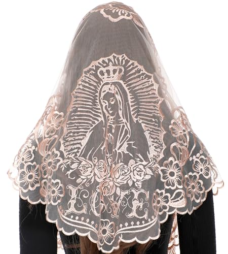 Bozidol Triangle Church Head Covering  Madonna Camellia Embroidered Veil Chapel Veil for women