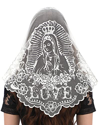 Bozidol Triangle Church Head Covering  Madonna Camellia Embroidered Veil Chapel Veil for women