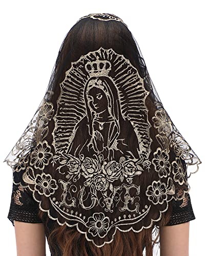 Bozidol Triangle Church Head Covering  Madonna Camellia Embroidered Veil Chapel Veil for women