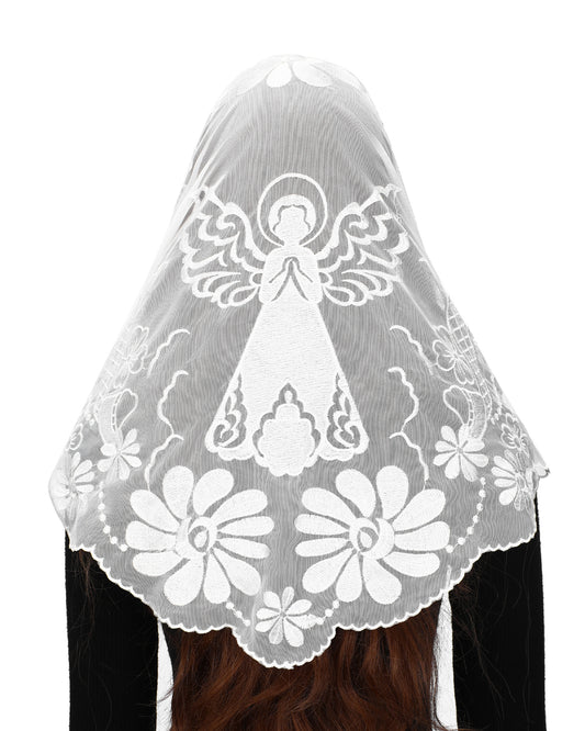 BOZIDOL Embroidery Mantilla Lace Chapel Veils -D Shape Virgin Mary Head Covering Spanish Veil for Women
