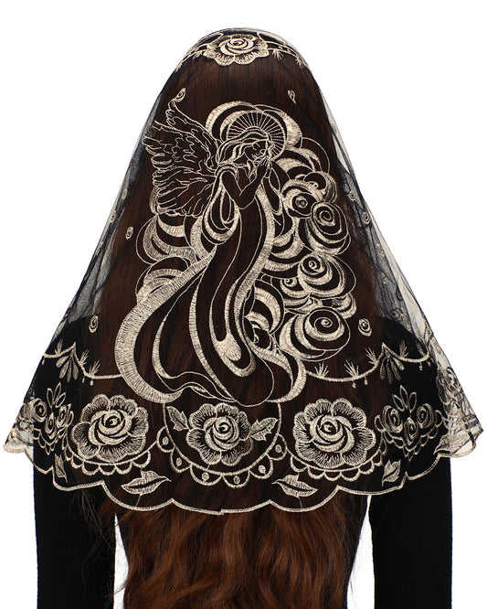 BOZIDOL Embroidery Church Lace Veils - Virgin Mary Head Covering Spanish Veil for Women