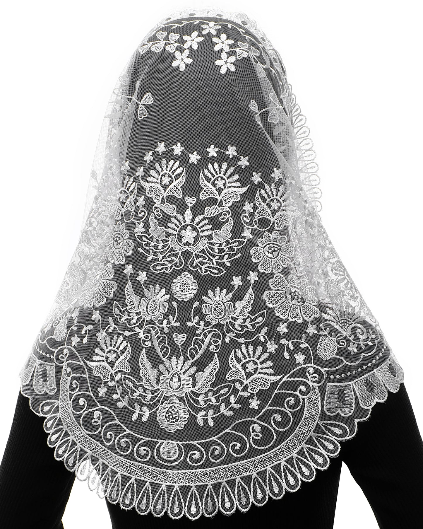 Bozidol Catholic Church Veil for Women Religious Chapel Embroidery Lace Scarf Spanish Christian Mass Funeral Veil